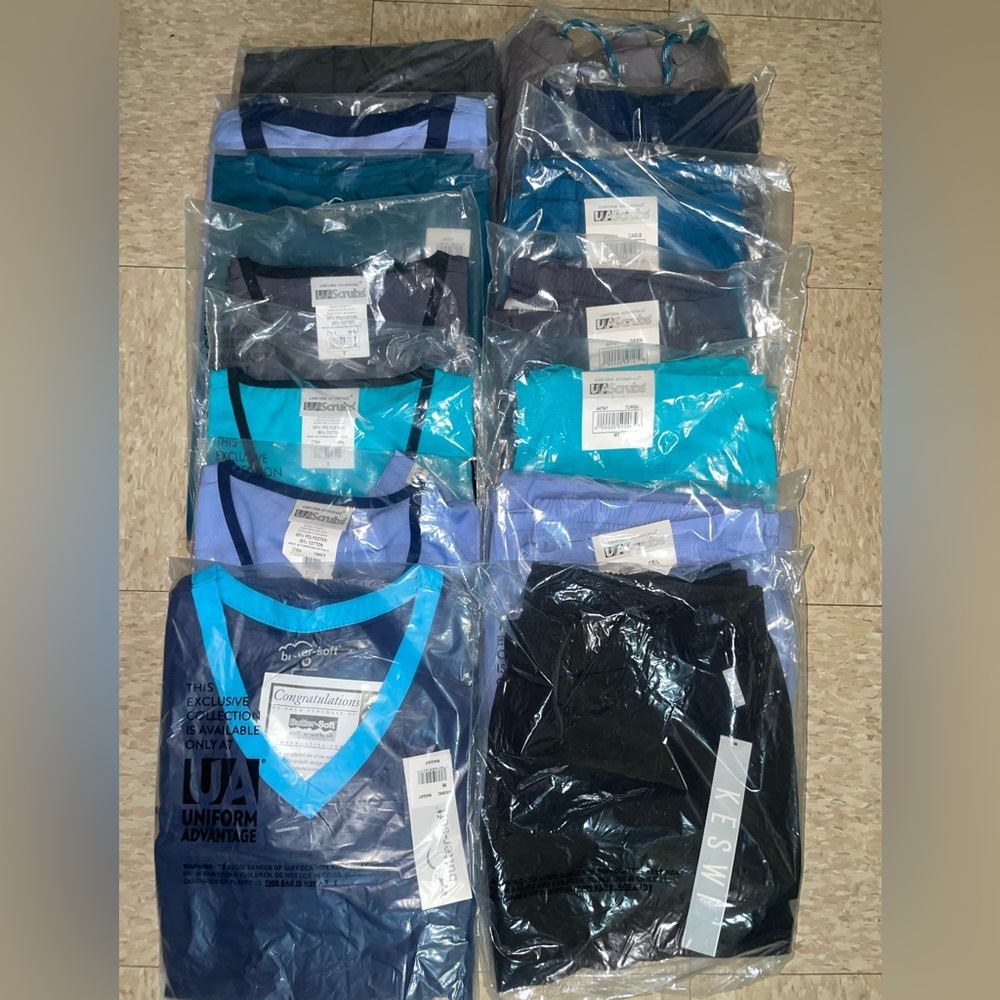 6 Scrub Sets $35 each & 2 hoodies $15 each Brand New Never Open ! Small & Medium